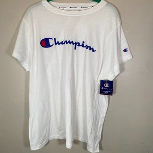 NWT Champion White Classic Logo Short Sleeve Shirt